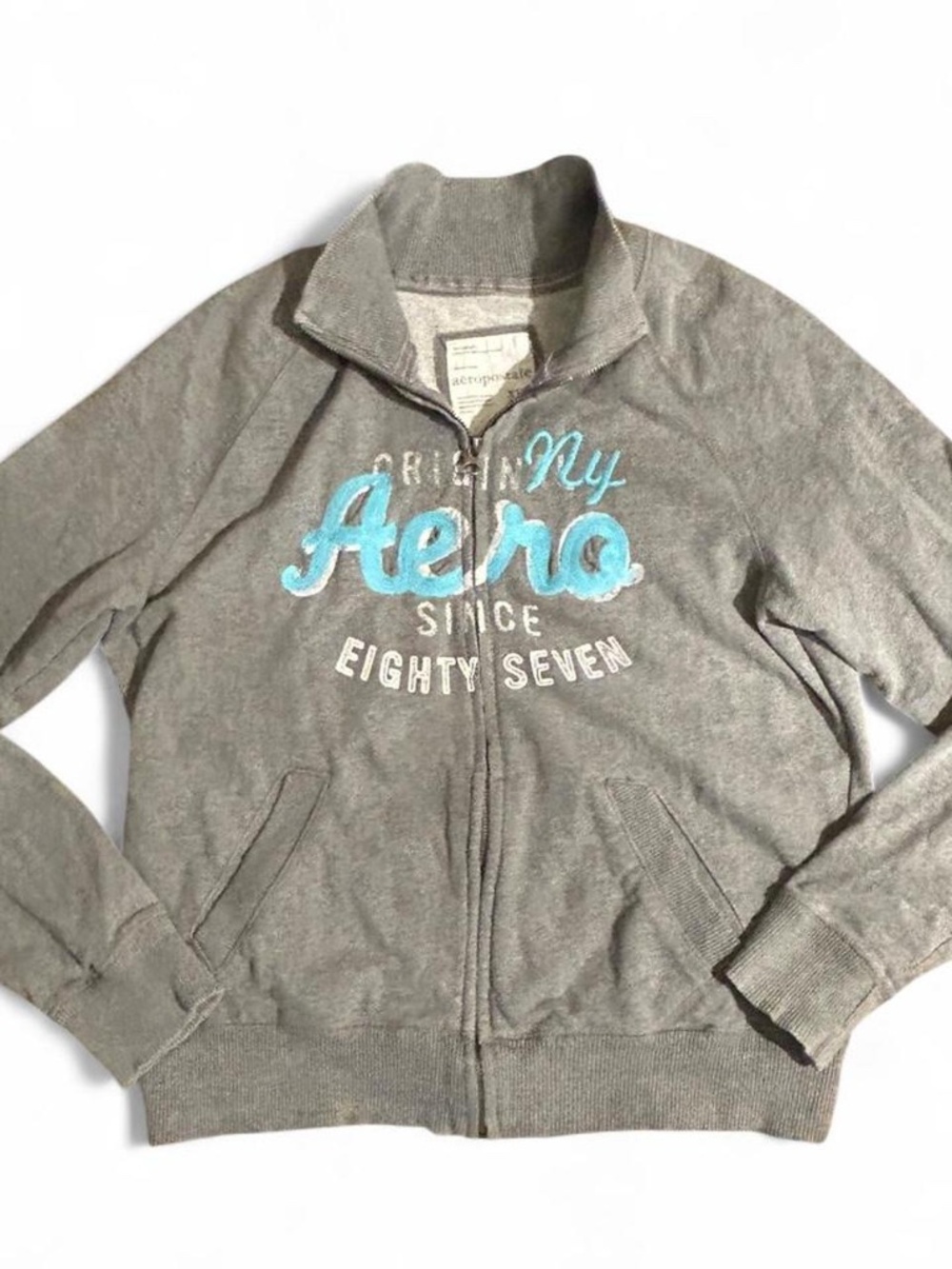 Vintage 2009 Aeropostale Women’s XL Gray Full Zip Sweatshirt Jacket Y2K Aero